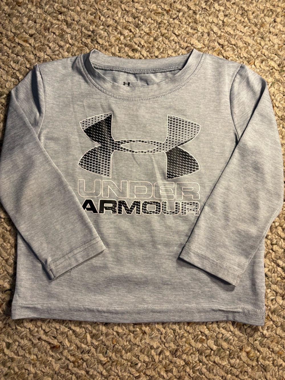 Under Armour Light Gray Long Sleeve Logo Tee for Kids, Size 18M